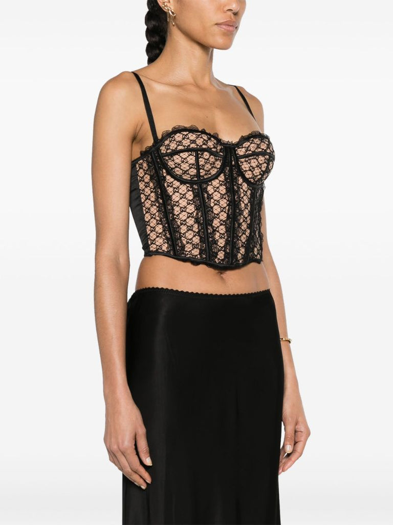 Black Gg Net Corset Top