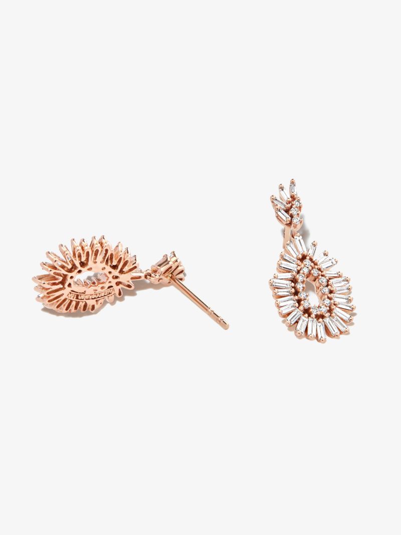 18k Rose Gold Fireworks Diamond Drop Earrings