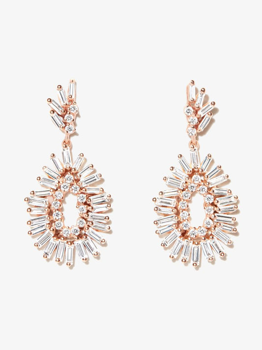 18k Rose Gold Fireworks Diamond Drop Earrings