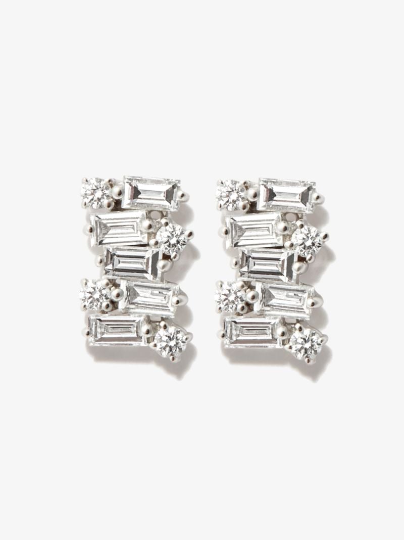 18k White Gold Classic Shimmer Diamond Stud Earrings