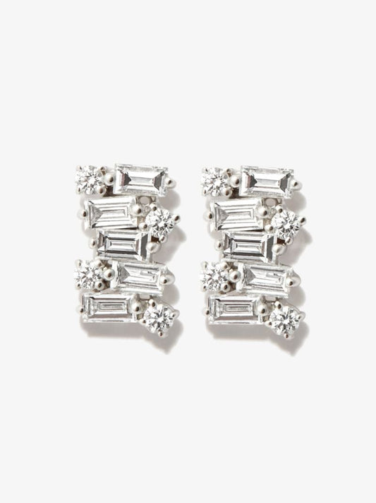 18k White Gold Classic Shimmer Diamond Stud Earrings