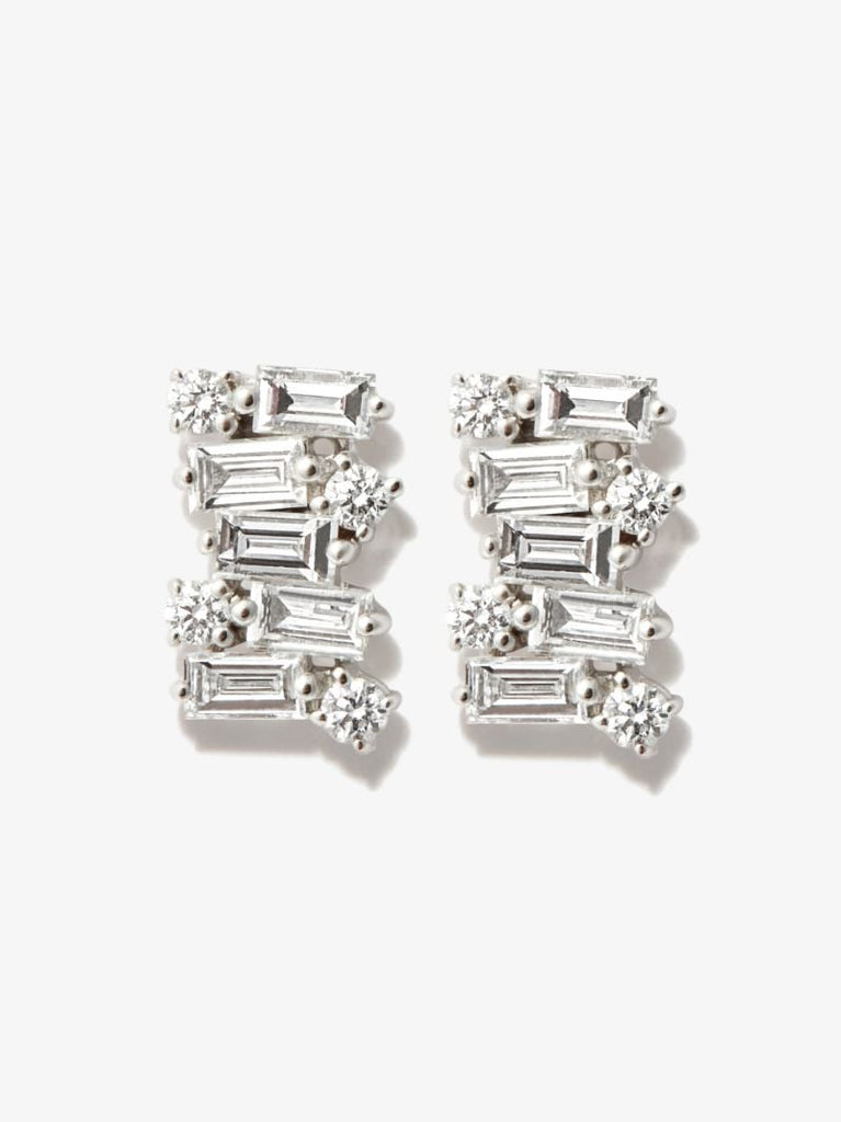 18k White Gold Classic Shimmer Diamond Stud Earrings