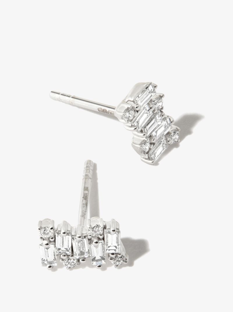 18k White Gold Classic Shimmer Diamond Stud Earrings