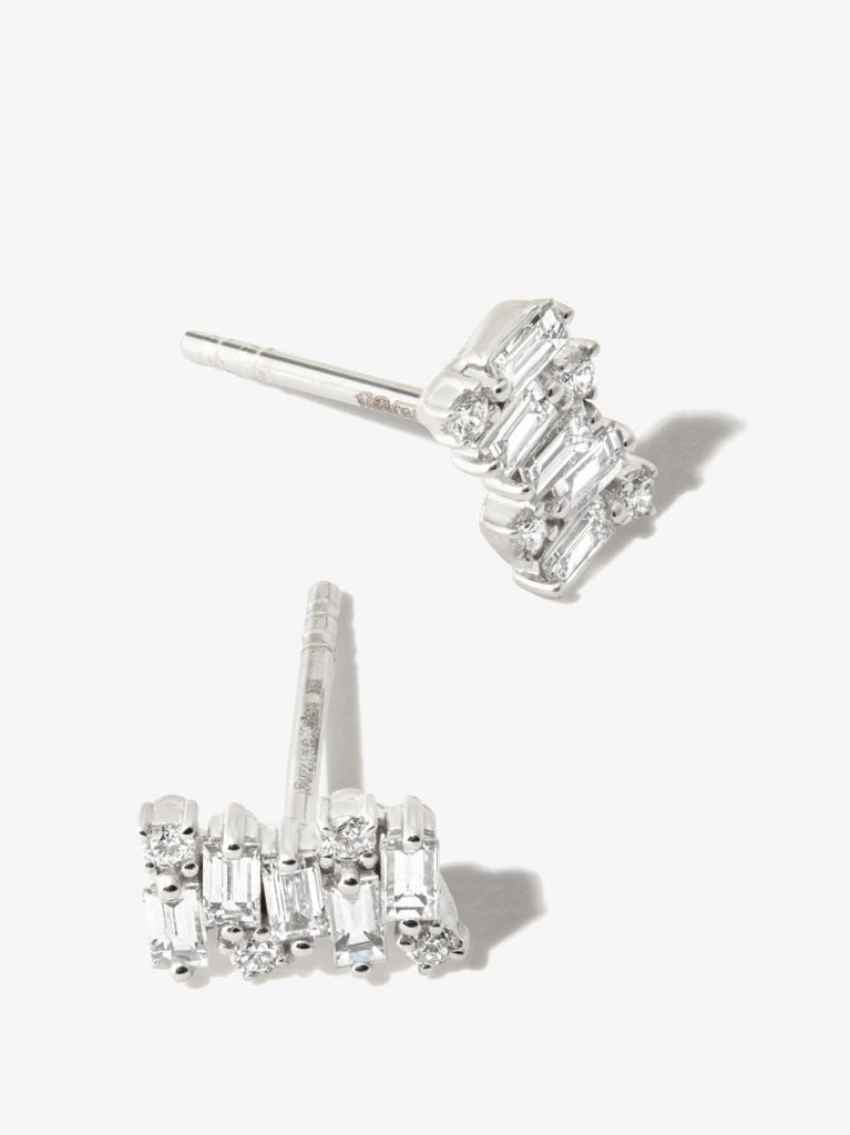 18k White Gold Classic Shimmer Diamond Stud Earrings
