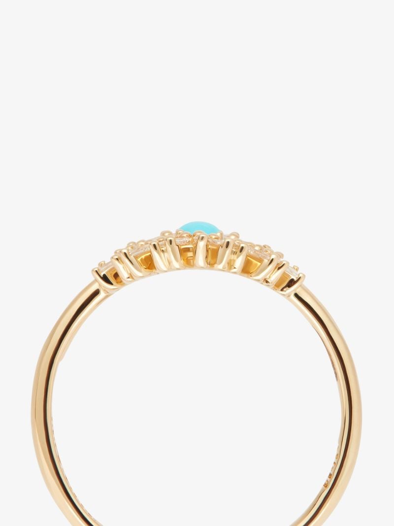 18k Yellow Gold Mini Evil Eye Turquoise Diamond Ring