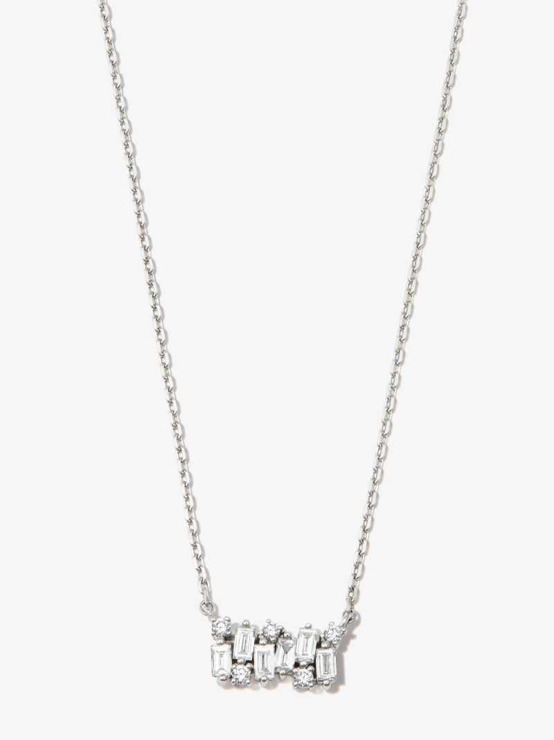 18k White Gold Shimmer Small Diamond Necklace