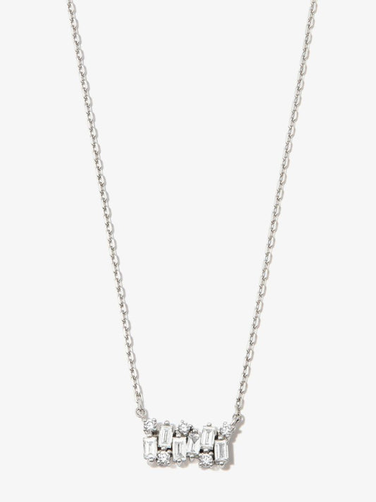 18k White Gold Shimmer Small Diamond Necklace