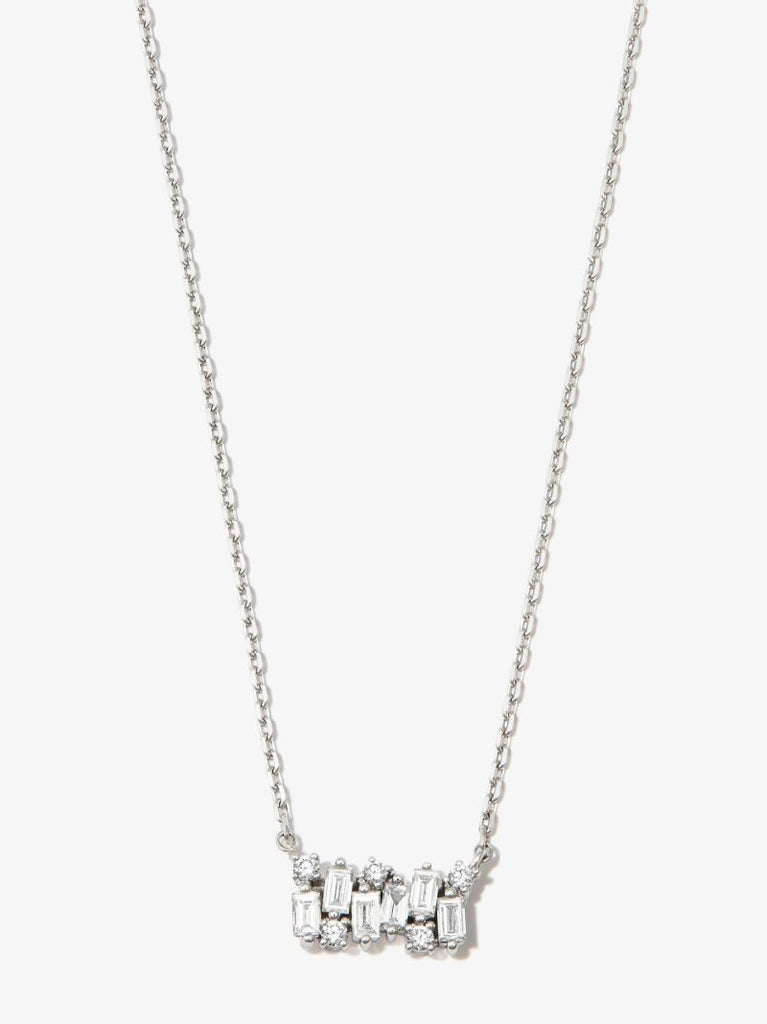 18k White Gold Shimmer Small Diamond Necklace