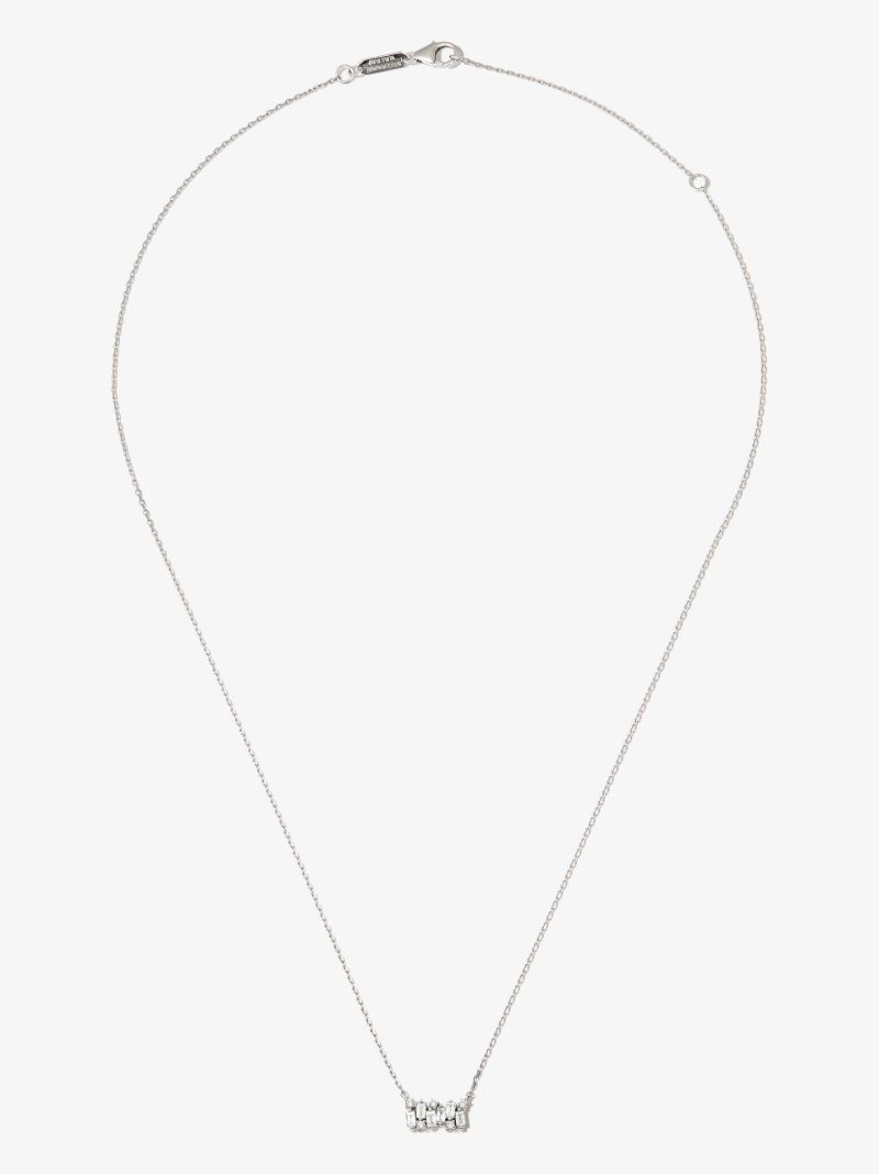 18k White Gold Shimmer Small Diamond Necklace