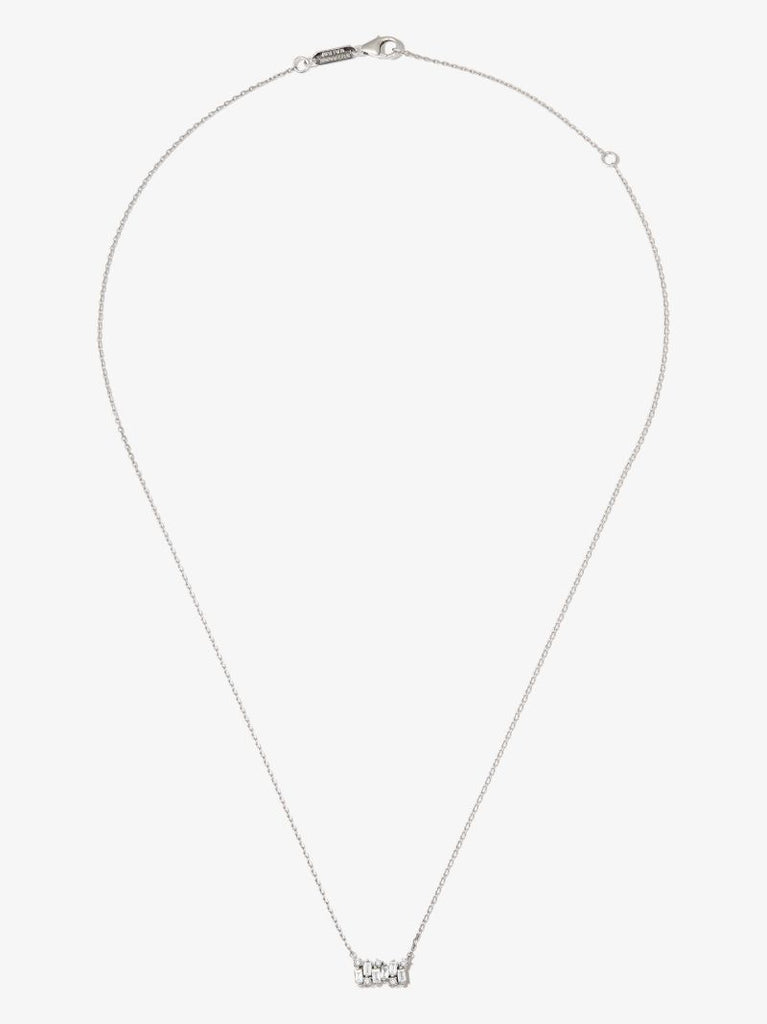 18k White Gold Shimmer Small Diamond Necklace