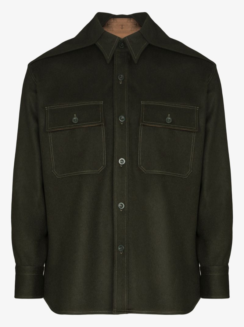 Shoulder Detail Wool Shirt