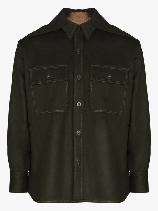 Shoulder Detail Wool Shirt