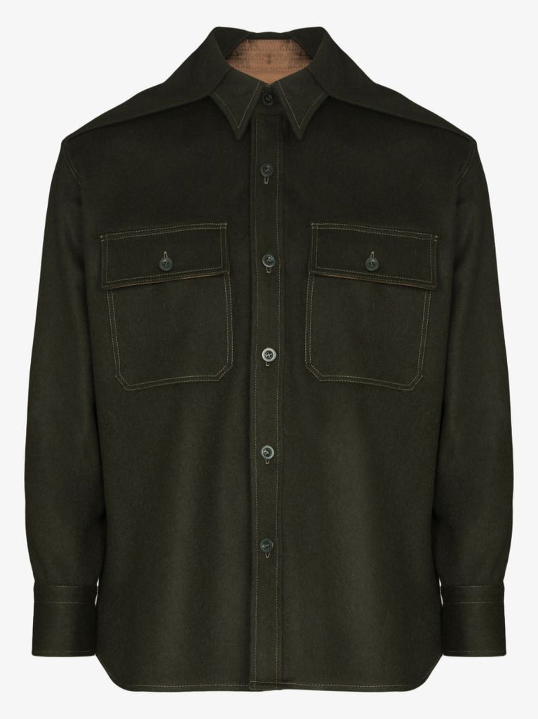 Shoulder Detail Wool Shirt