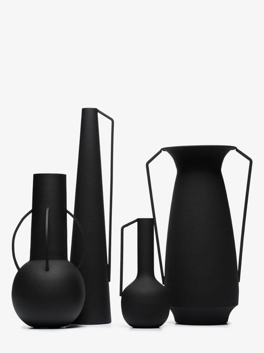 Black Roman Vase Set