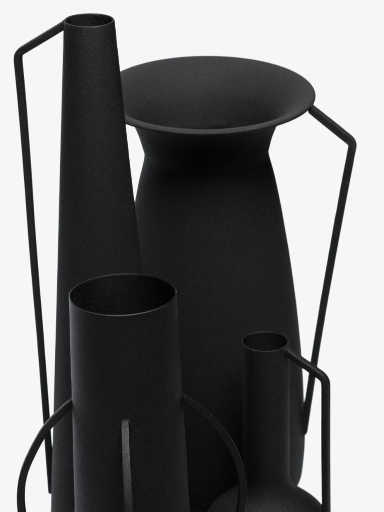 Black Roman Vase Set