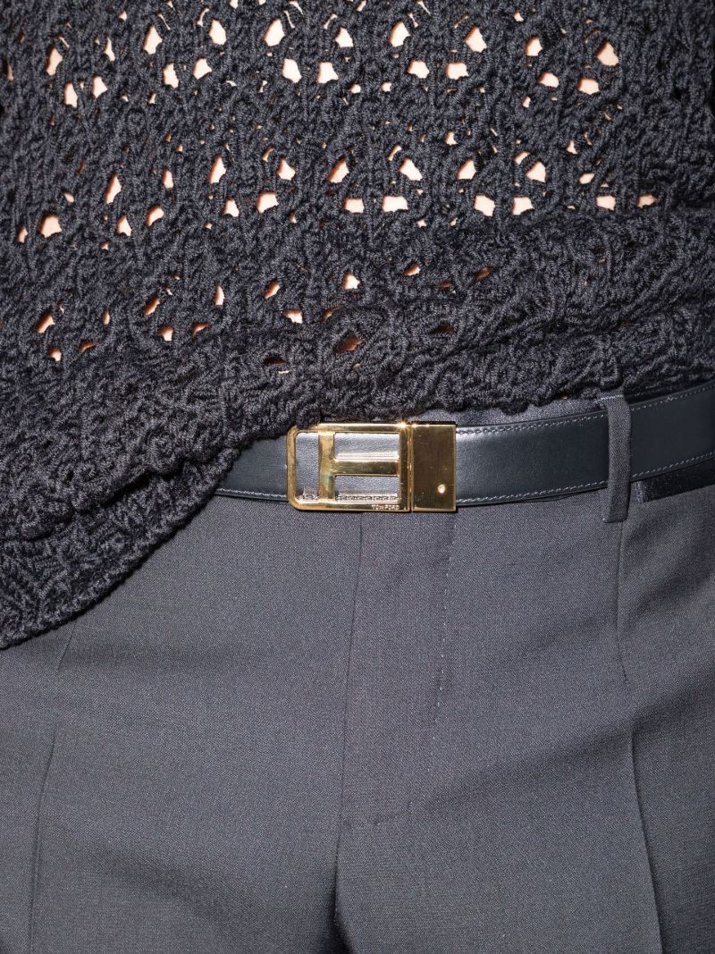 Black Classic T Reversible Mock Croc Leather Belt