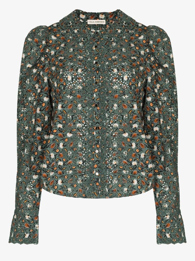 Sage Printed Cotton Blouse