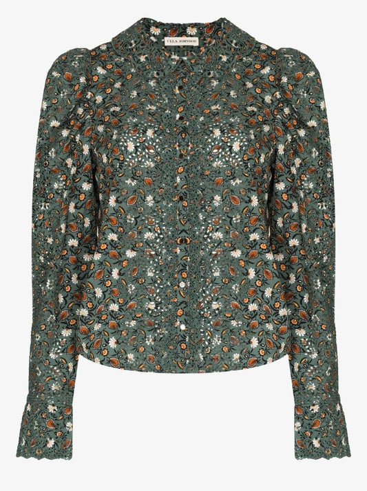 Sage Printed Cotton Blouse