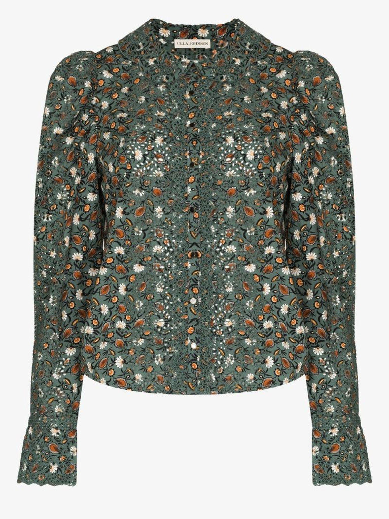 Sage Printed Cotton Blouse