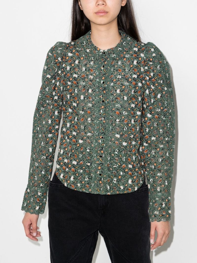 Sage Printed Cotton Blouse