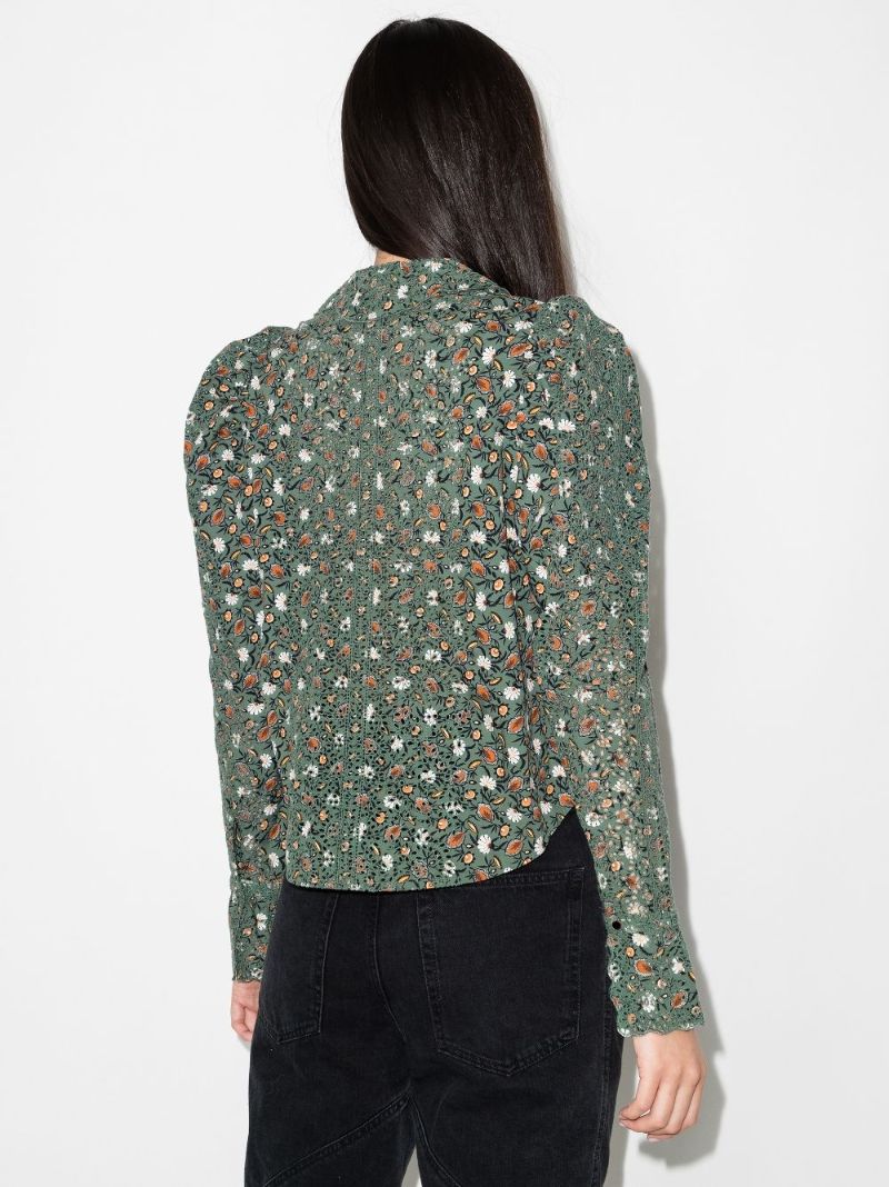 Sage Printed Cotton Blouse