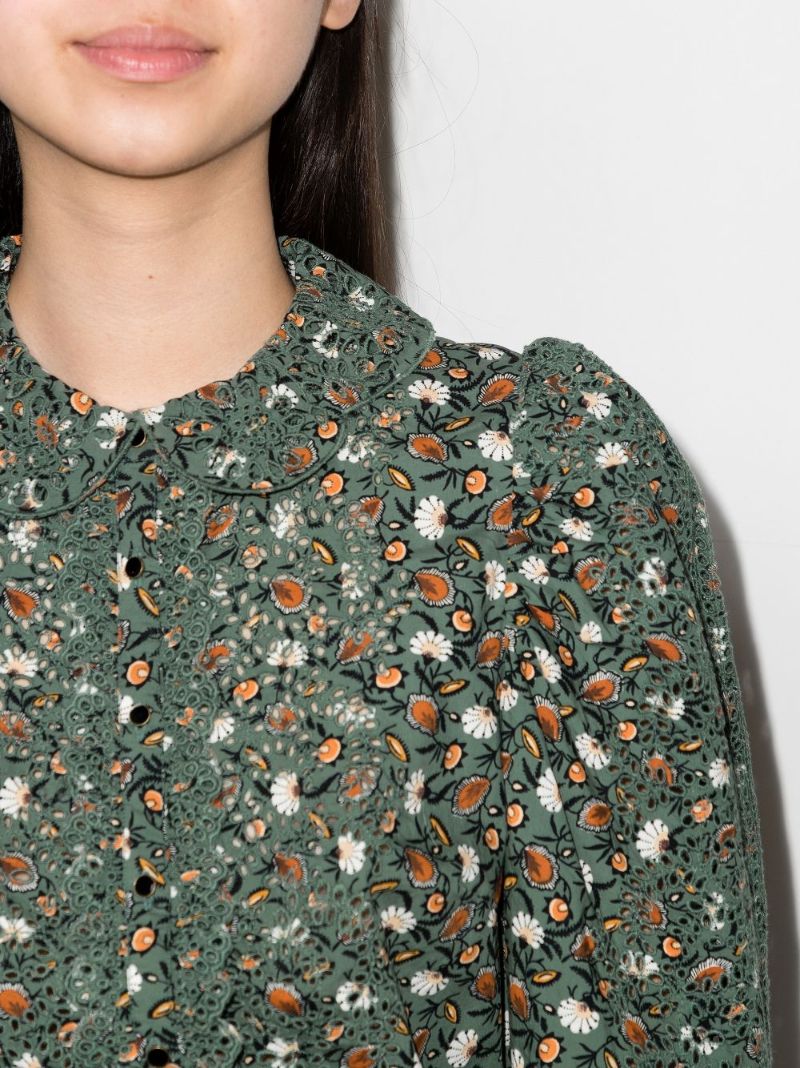 Sage Printed Cotton Blouse