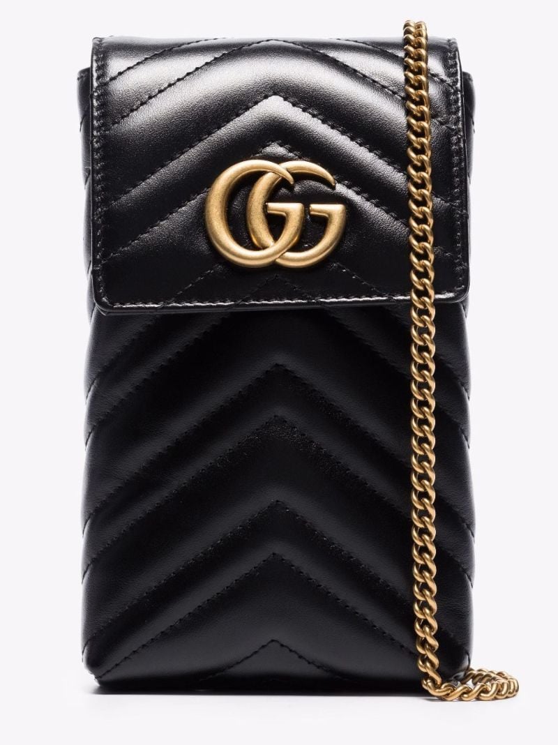 Black Gg Marmont Leather Cross Body Bag