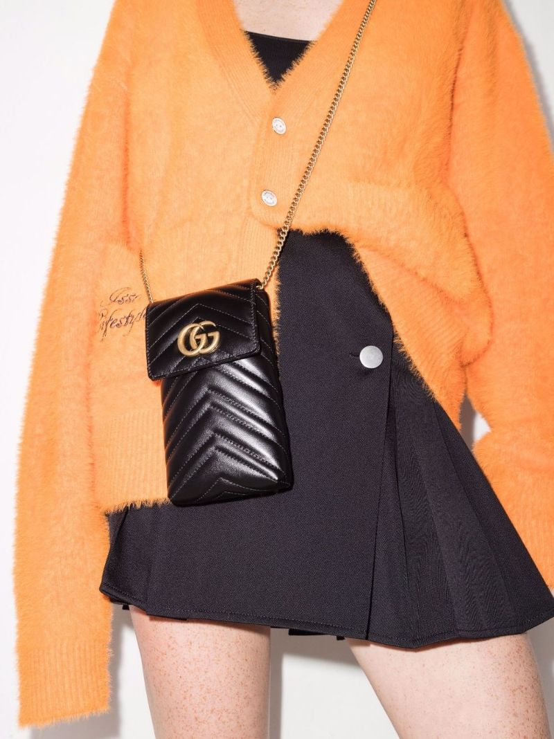 Black Gg Marmont Leather Cross Body Bag