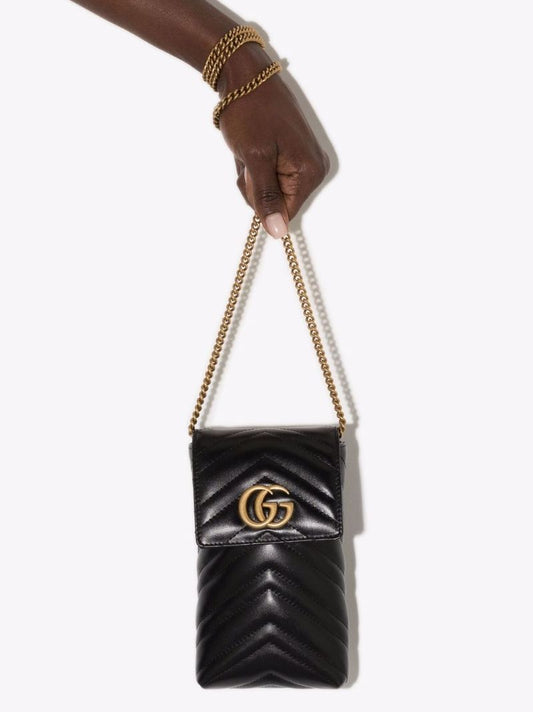 Black Gg Marmont Leather Cross Body Bag