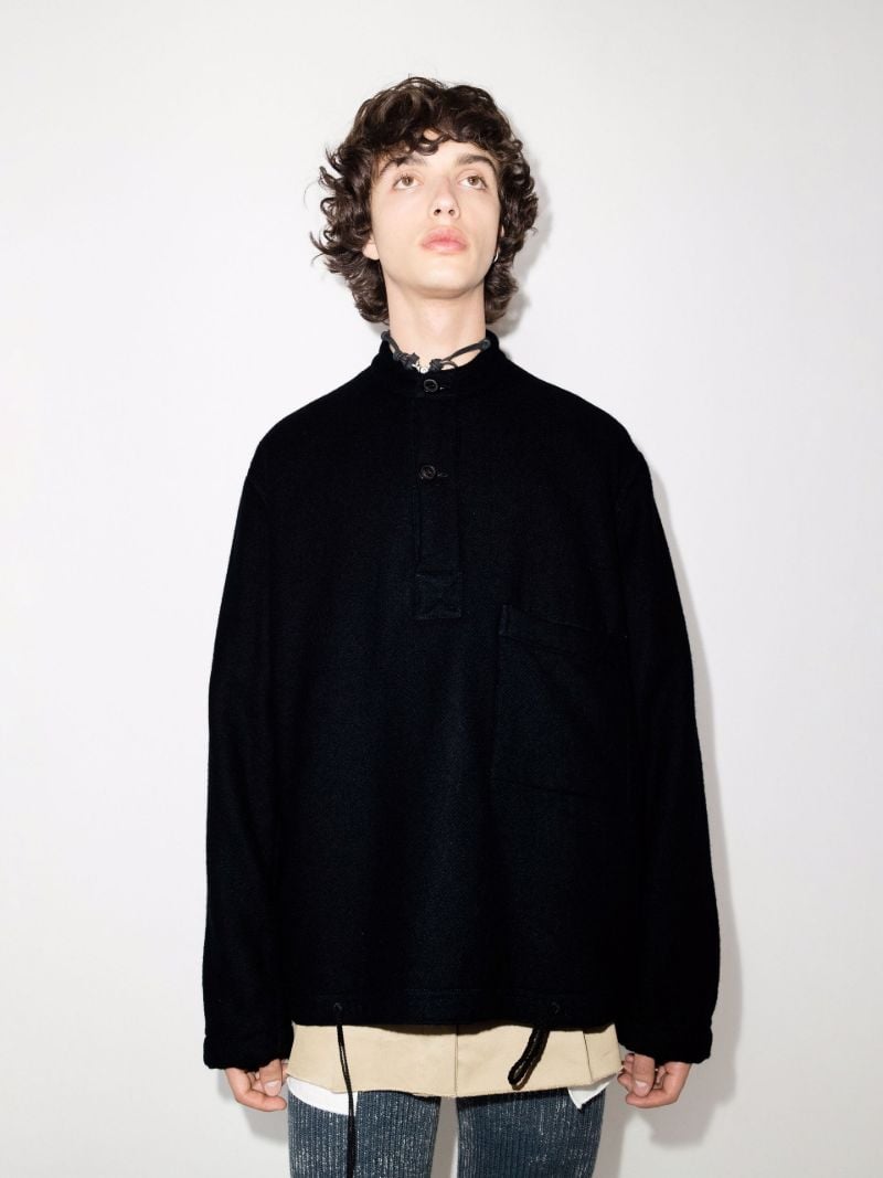 Collarless Button-down Jacket