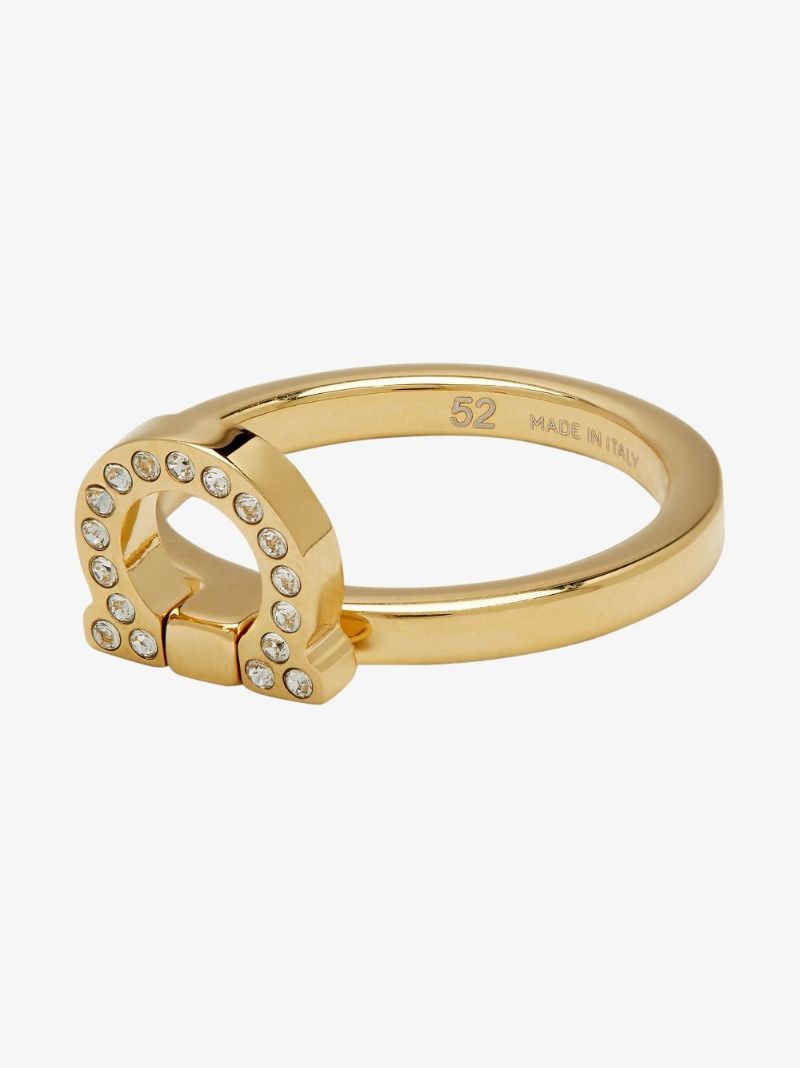 Gold Tone Gancini Crystal Ring