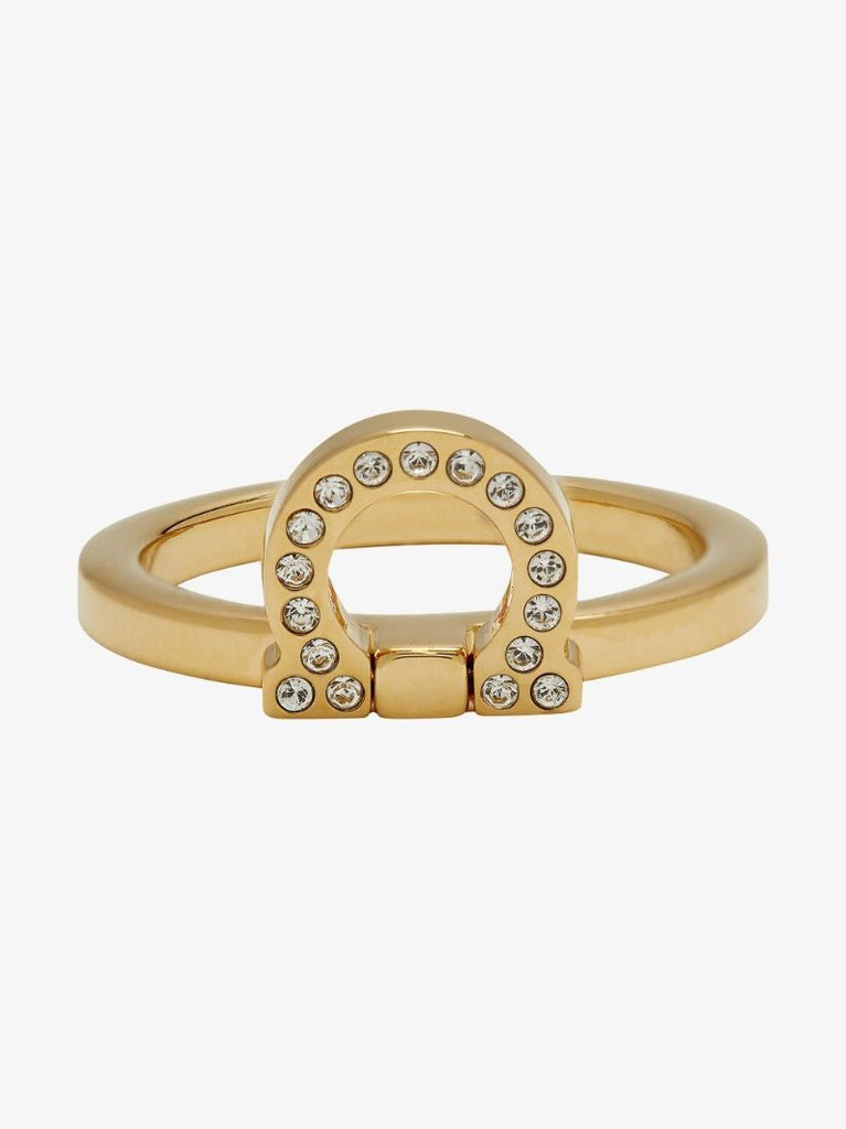 Gold Tone Gancini Crystal Ring