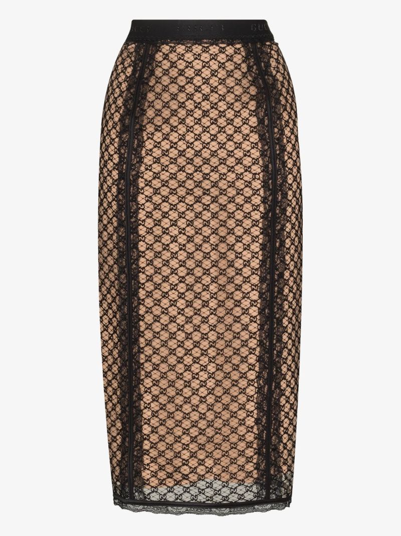 Neutral Double G Pencil Skirt