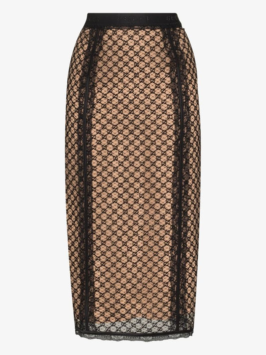 Neutral Double G Pencil Skirt