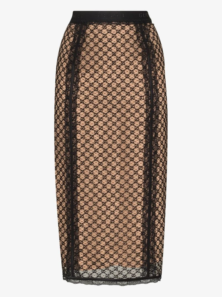 Neutral Double G Pencil Skirt