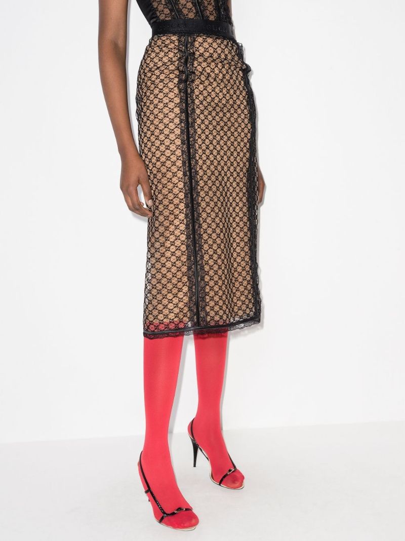 Neutral Double G Pencil Skirt