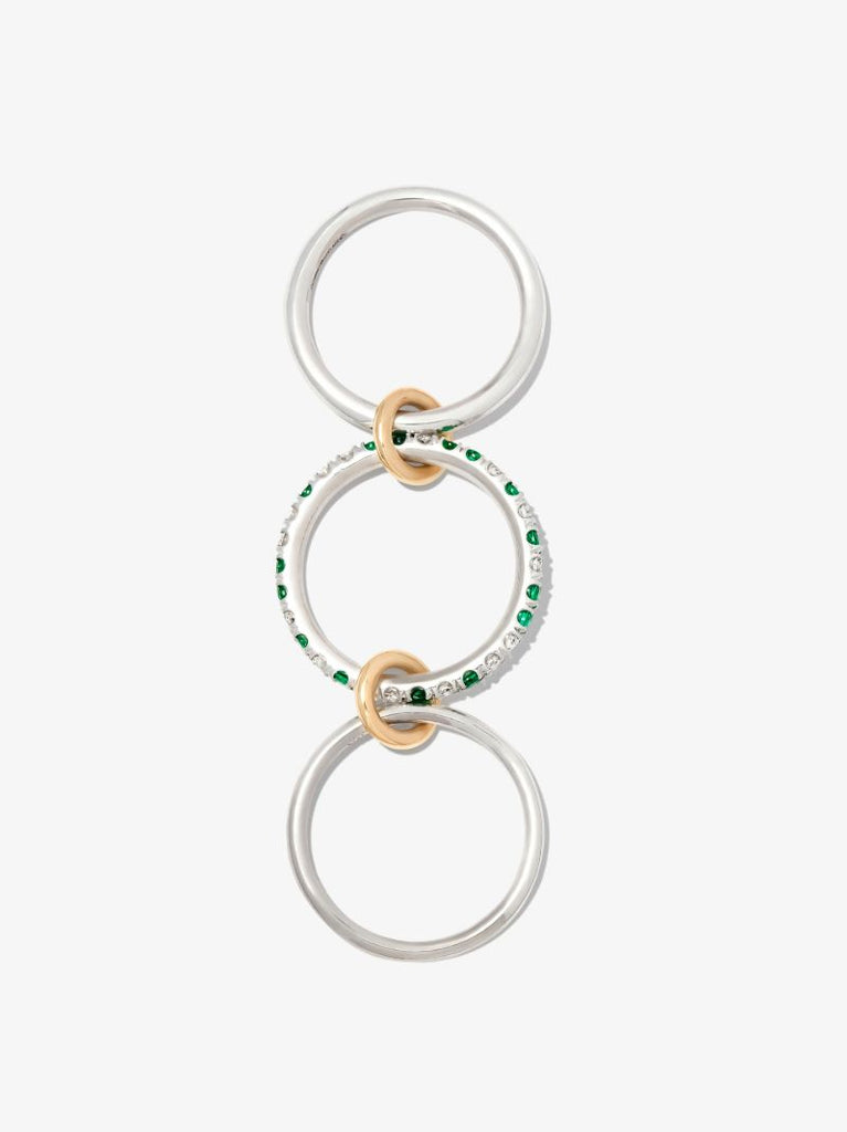 Sterling Silver Petunia Emerald and Diamond Ring