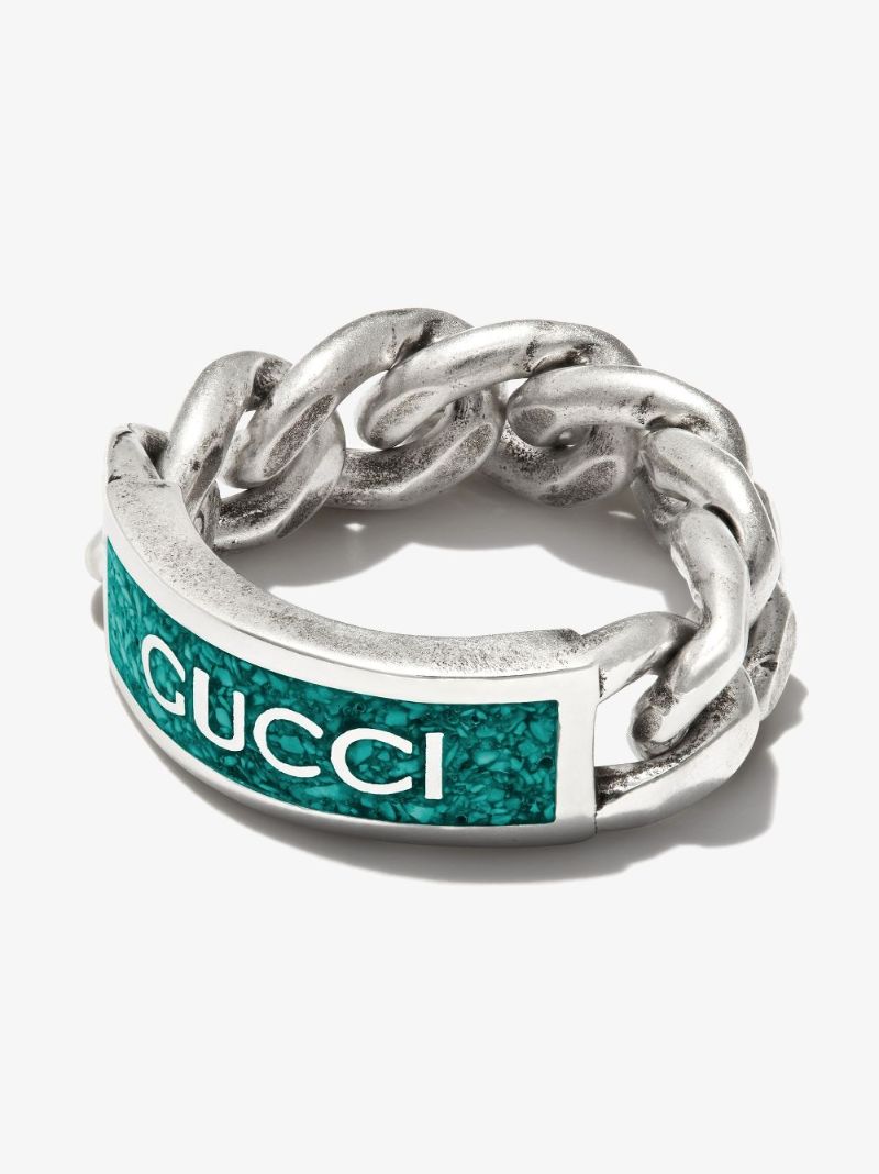 Sterling Silver Logo Chain Link Ring