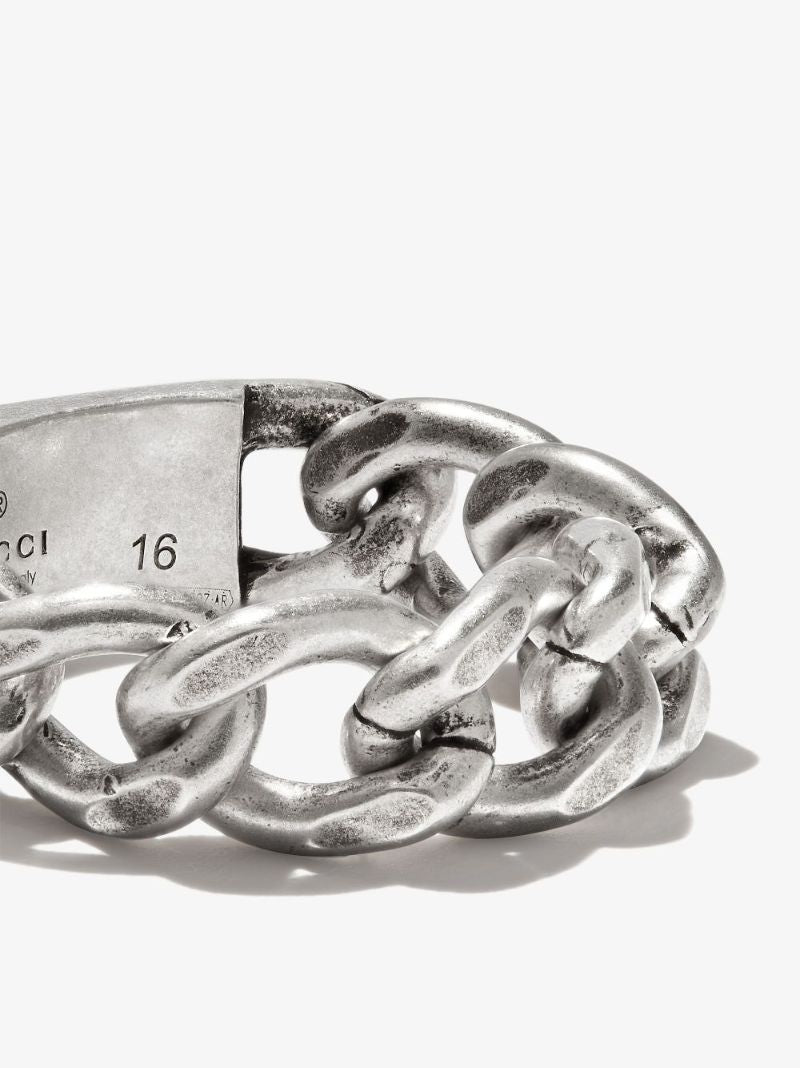Sterling Silver Logo Chain Link Ring
