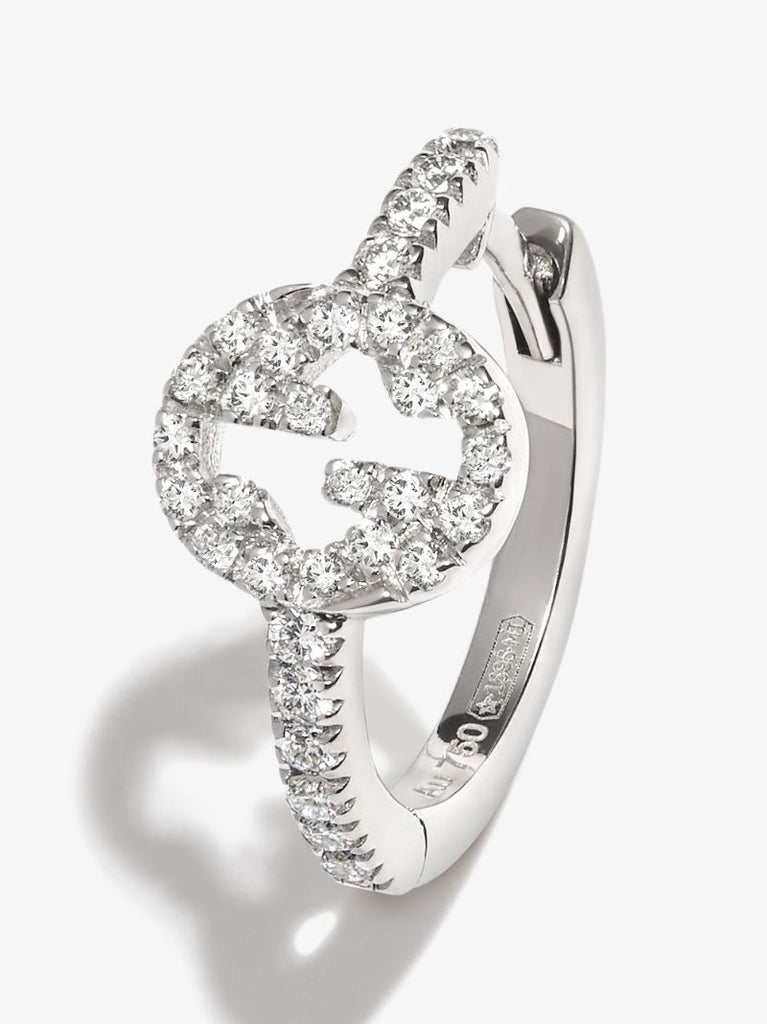 18k White Gold Interlocking G Diamond Earring