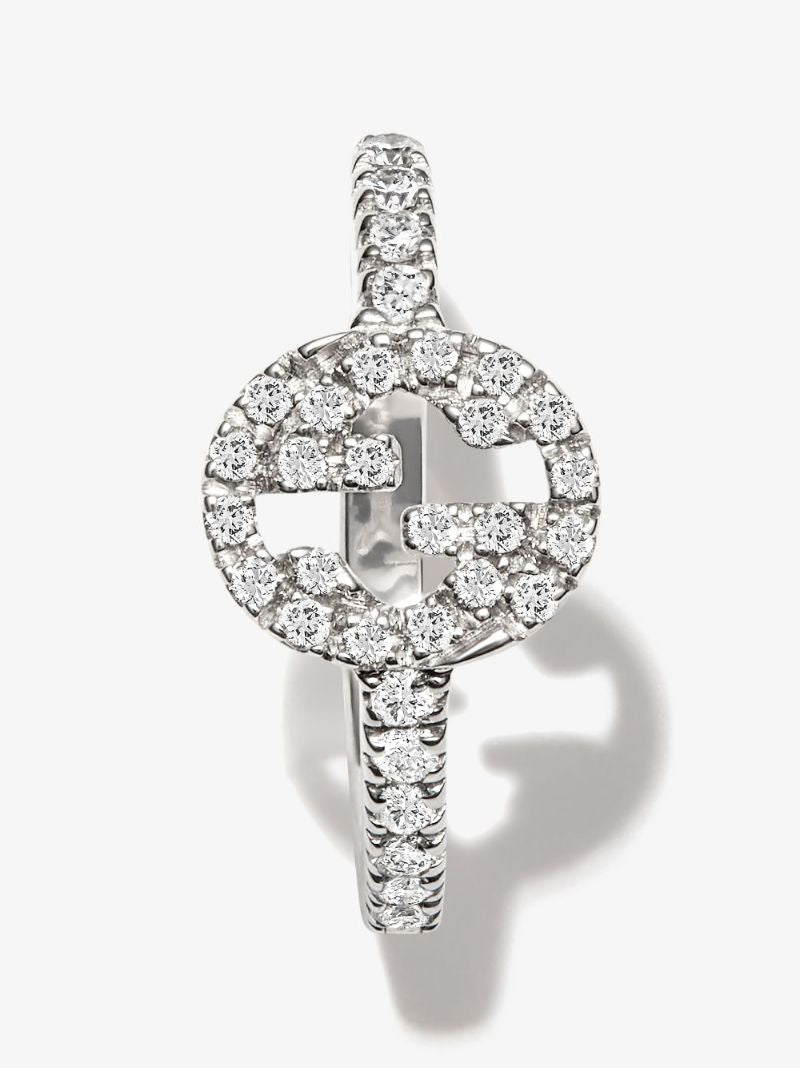 18k White Gold Interlocking G Diamond Earring
