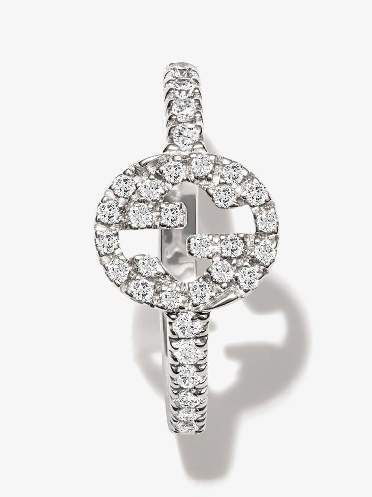 18k White Gold Interlocking G Diamond Earring