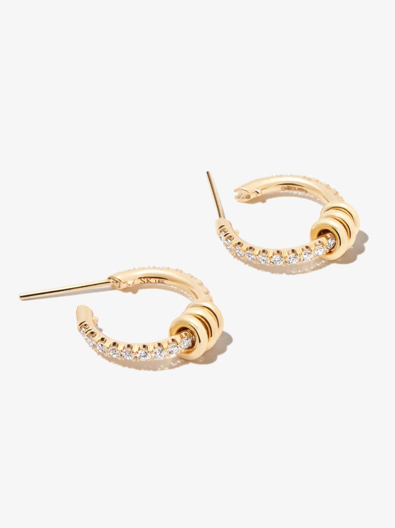 18k Yellow Gold Ara Diamond Hoop Earrings