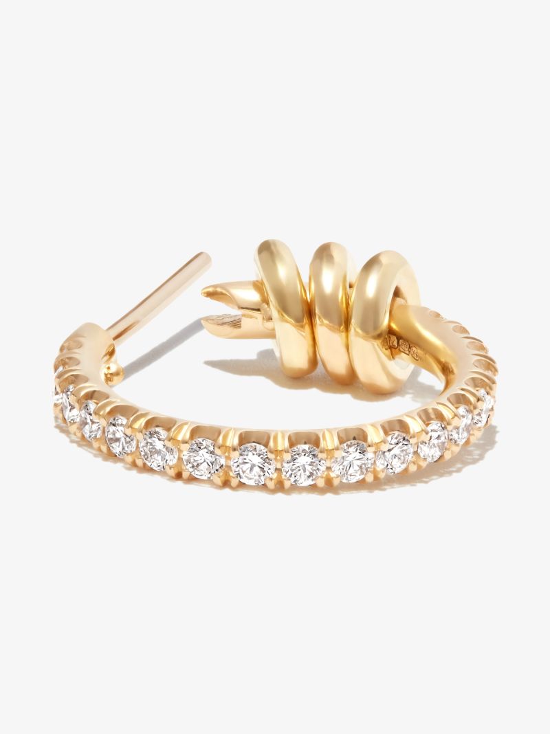 18k Yellow Gold Ara Diamond Hoop Earrings
