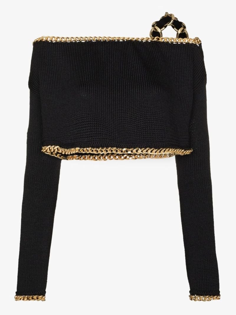 Off-the-shoulder Chain Crop Top