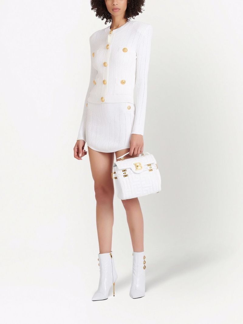 White Pointelle Knit Cardigan