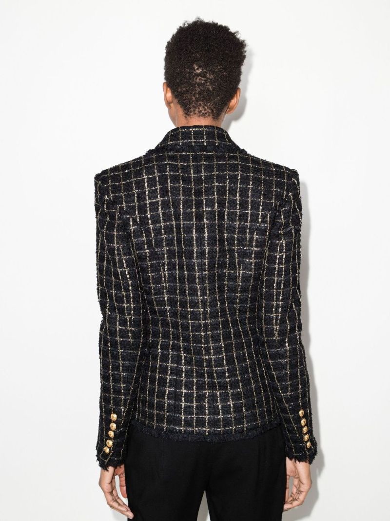 Double-breasted Contrast Tweed Jacket