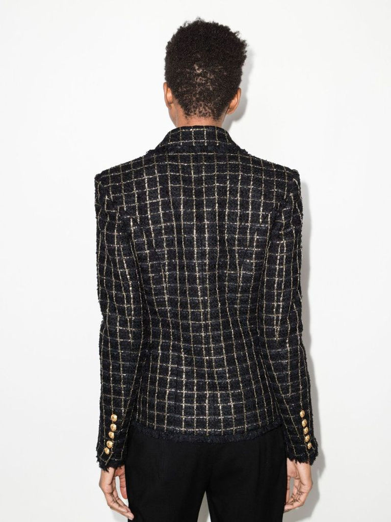 Double-breasted Contrast Tweed Jacket