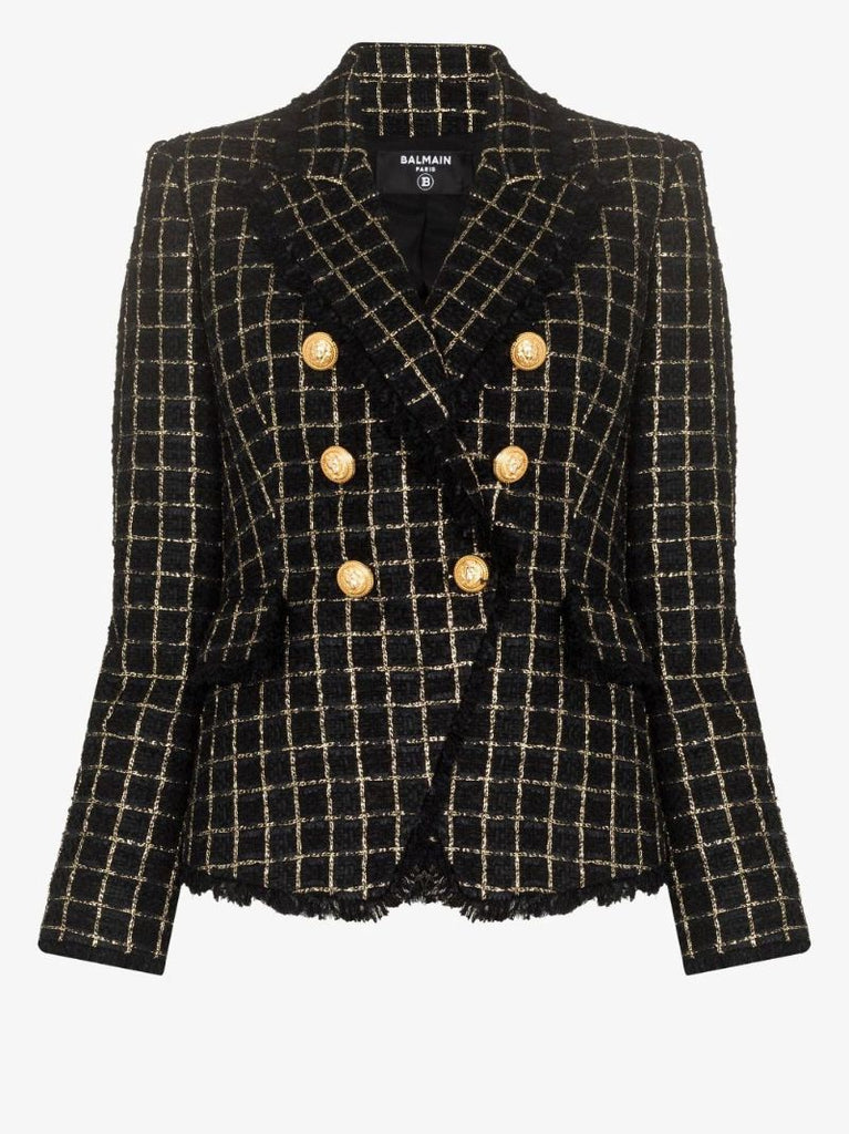 Double-breasted Contrast Tweed Jacket