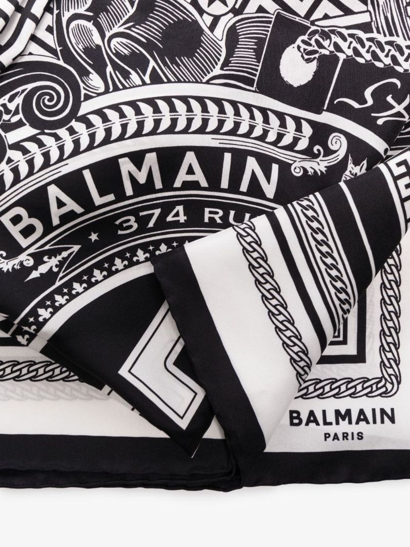 White and Black Monogram Silk Scarf